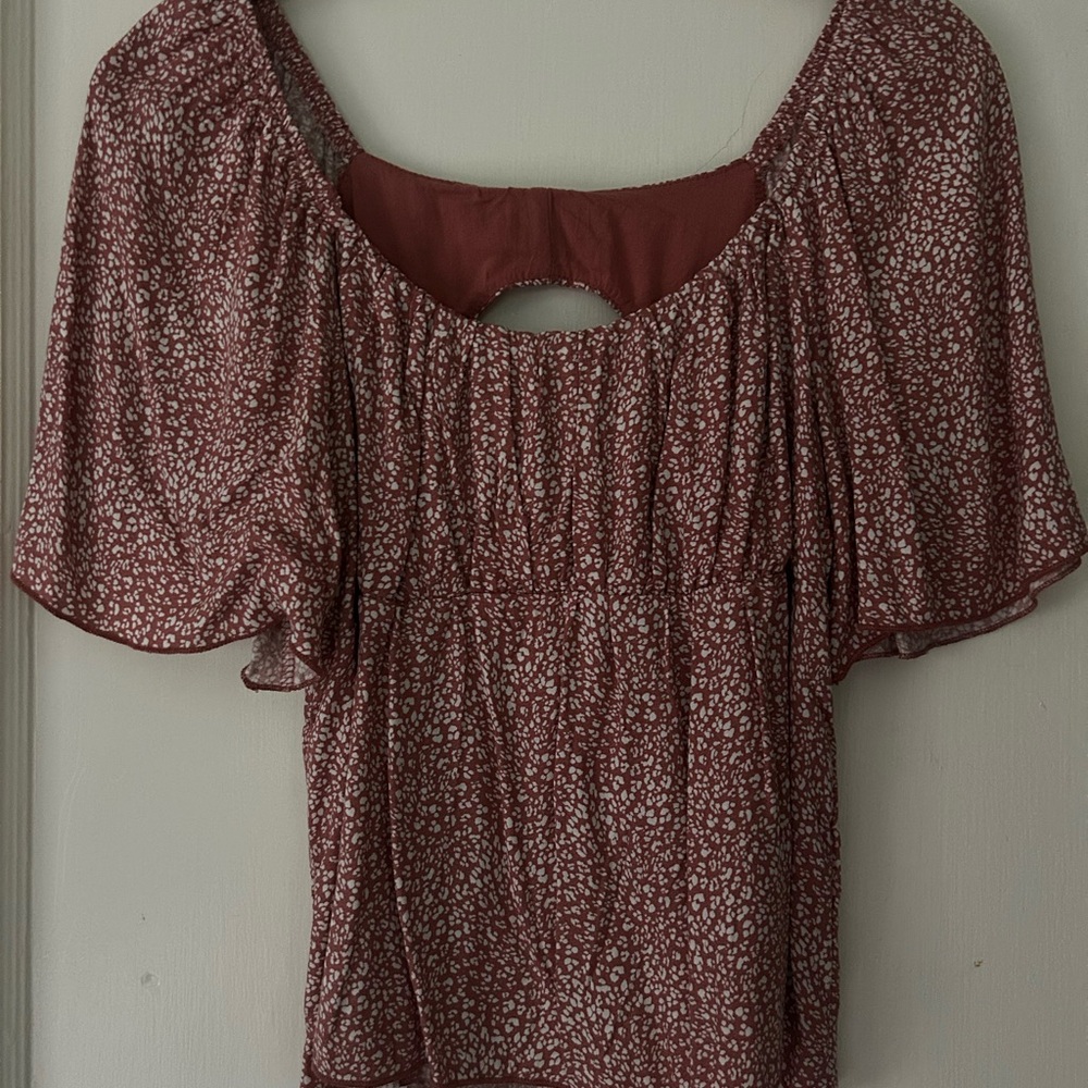 URBAN Romantics Pink/White Flutter Sleeve Blouse